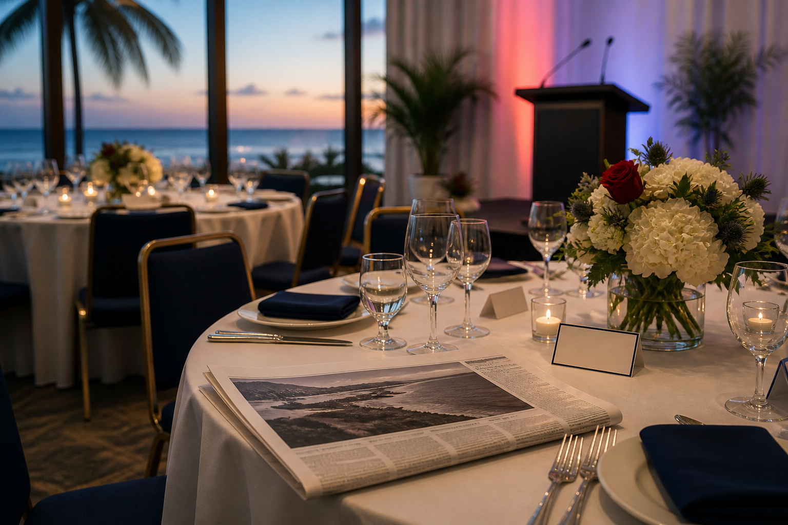 The Caymanian Journal website shown on laptop and phone overlooking the Cayman coastline